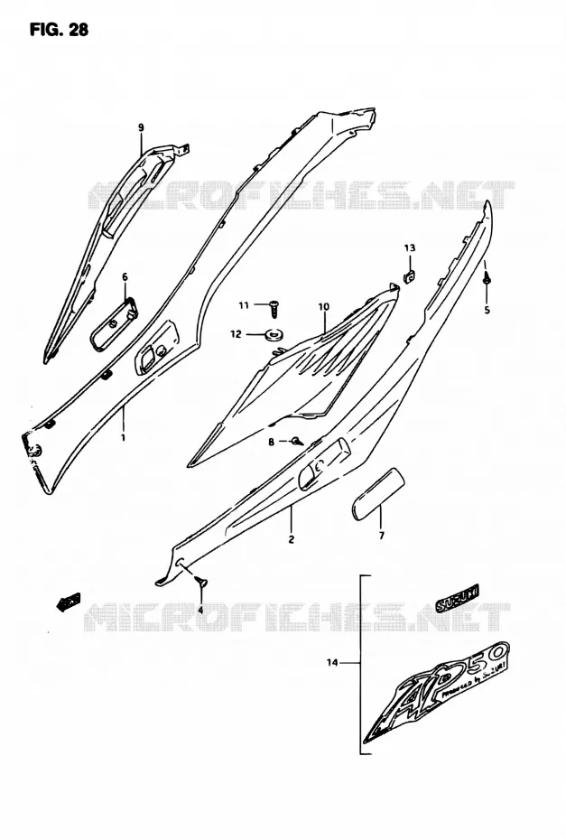 REAR FAIRING Suzuki SCOOTER 50 AP 1998  AP50R7W(T/7/V)