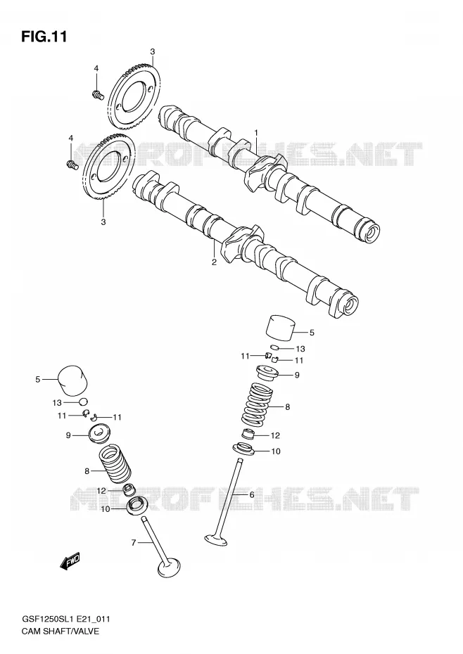 CAM SHAFT/VALVE Suzuki MOTO 1250 BANDIT 2012  GSF1250SAL1(E21)