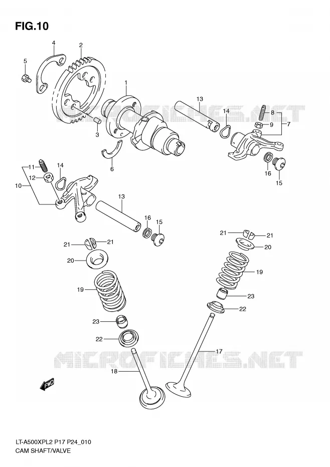 CAM SHAFT/VALVE Suzuki QUAD 500 KINGQUAD 2012  LT-A500XPL2(P17)