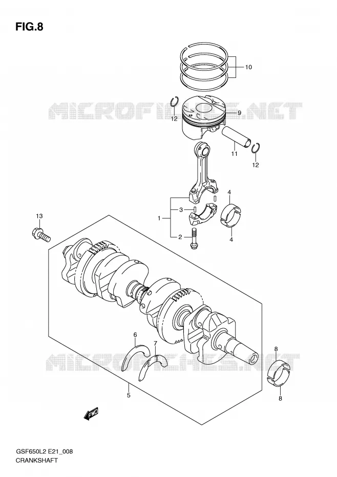 CRANKSHAFT Suzuki MOTO 650 BANDIT 2014  GSF650SAL2(E21)