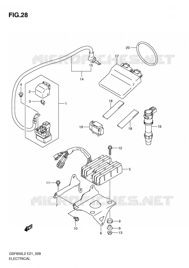 ELECTRICAL (GSF650AL2 E21) Suzuki MOTO 650 BANDIT 2014  GSF650SAL2(E21)