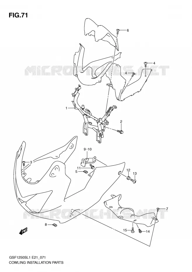 FAIRING INSTALLATION PARTS Suzuki MOTO 1250 BANDIT 2012  GSF1250SAL1(E21)