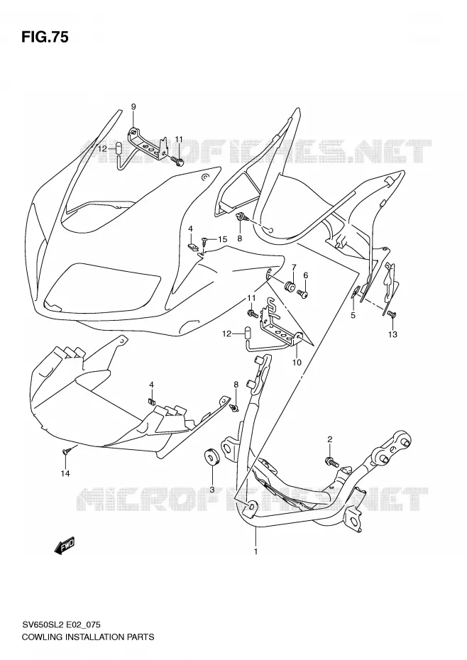 FAIRING INSTALLATION PARTS Suzuki MOTO 650 SV 2012  SV650SUL2(E02)