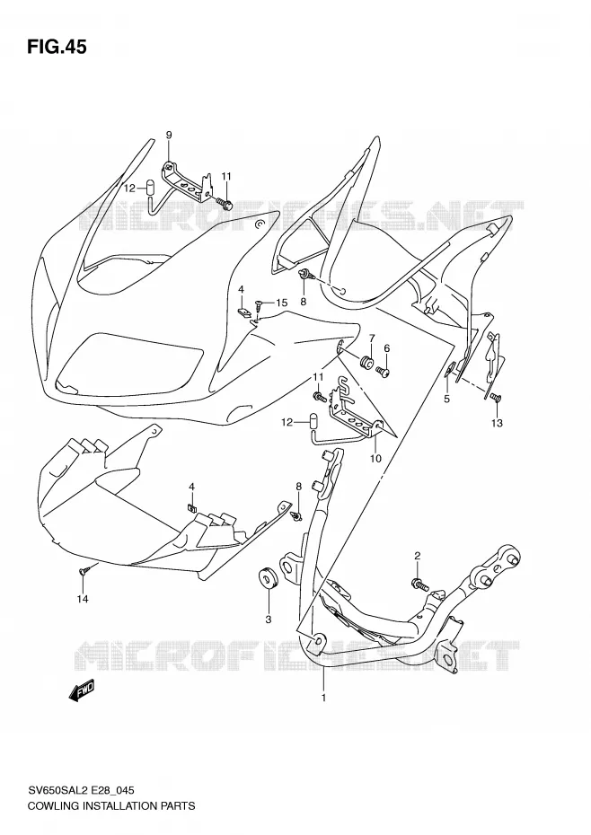 FAIRING INSTALLATION PARTS Suzuki MOTO 650 SV-S 2012  SV650SAL2(E28)