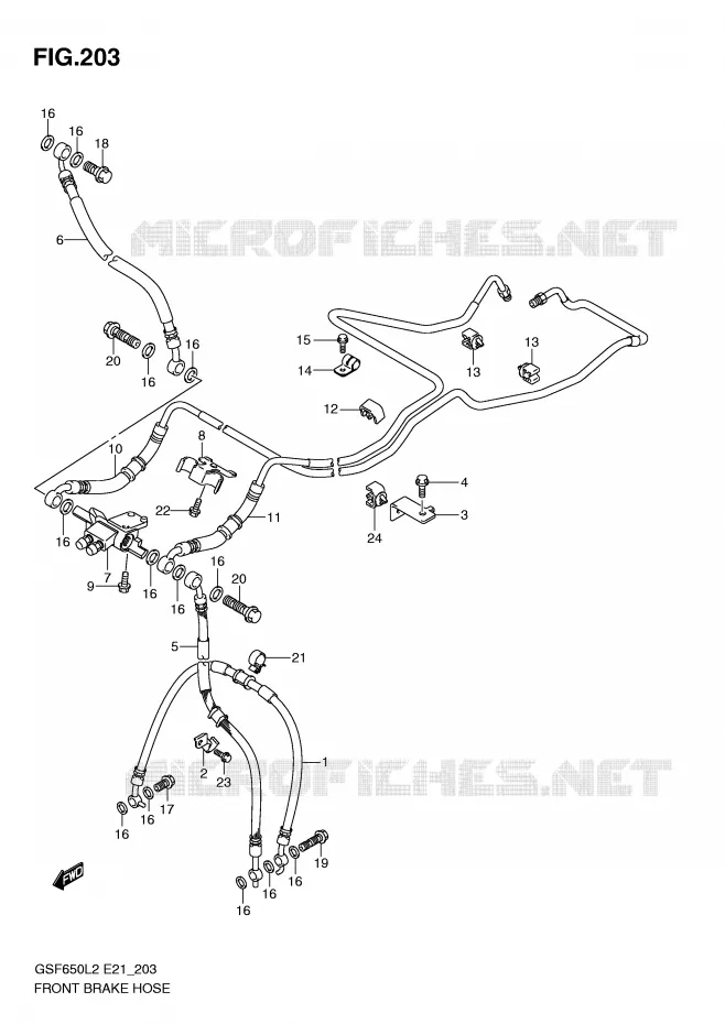FRONT BRAKE HOSE (GSF650SAL2 E21) Suzuki MOTO 650 BANDIT 2012  GSF650SUL2(E21)