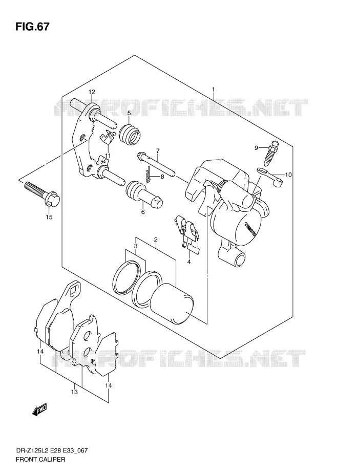 FRONT CALIPER (DR-Z125LL2 E33) Suzuki MOTO 125 DR-Z 2012  DR-Z125LL2(E28)