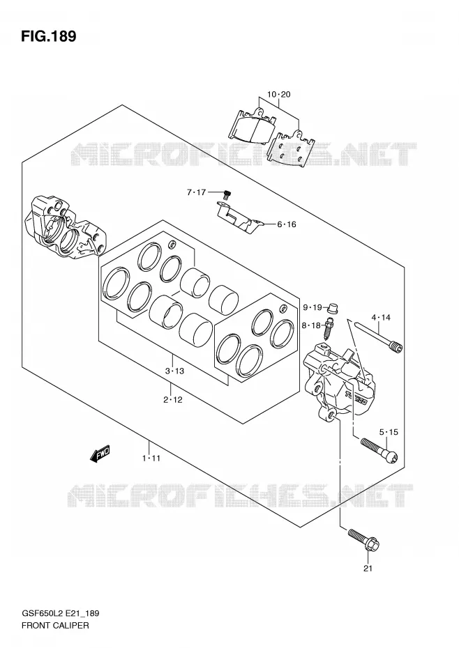FRONT CALIPER (GSF650L2 E21) Suzuki MOTO 650 BANDIT 2012  GSF650UAL2(E21)