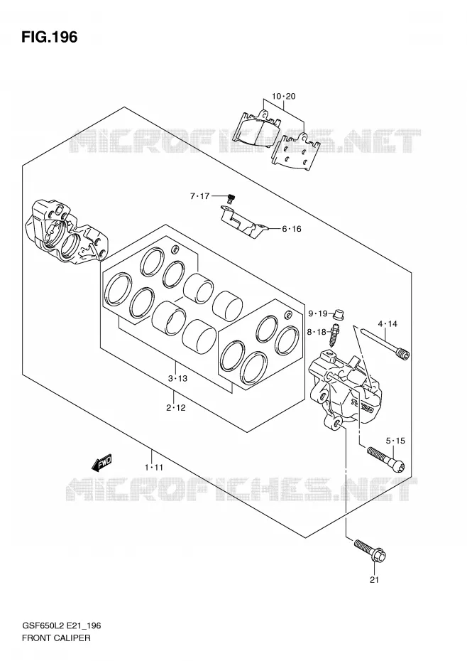 FRONT CALIPER (GSF650SUAL2 E21) Suzuki MOTO 650 BANDIT 2012  GSF650SUL2(E21)
