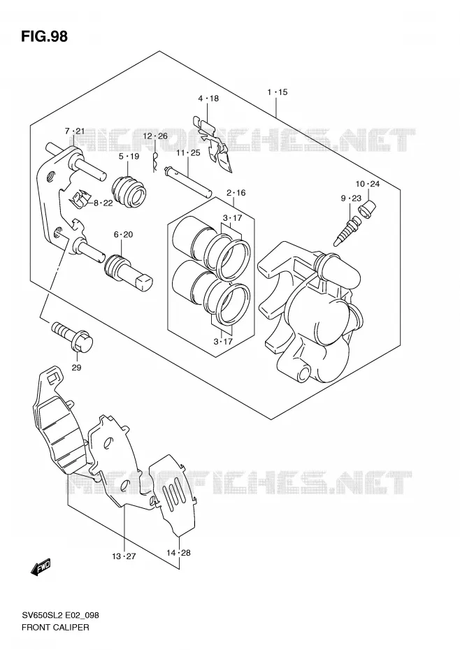 FRONT CALIPER (SV650SL2 E2) Suzuki MOTO 650 SV 2012  SV650SL2(E02)