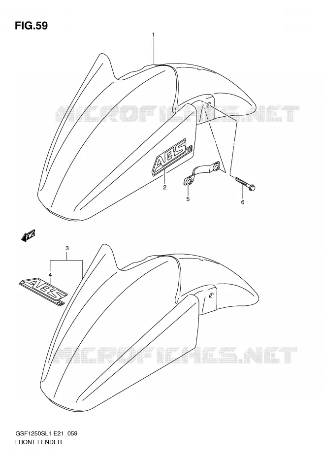 FRONT FENDER (GSF1250SAL1 E21) Suzuki MOTO 1250 BANDIT 2011  GSF1250SAL1(E21)