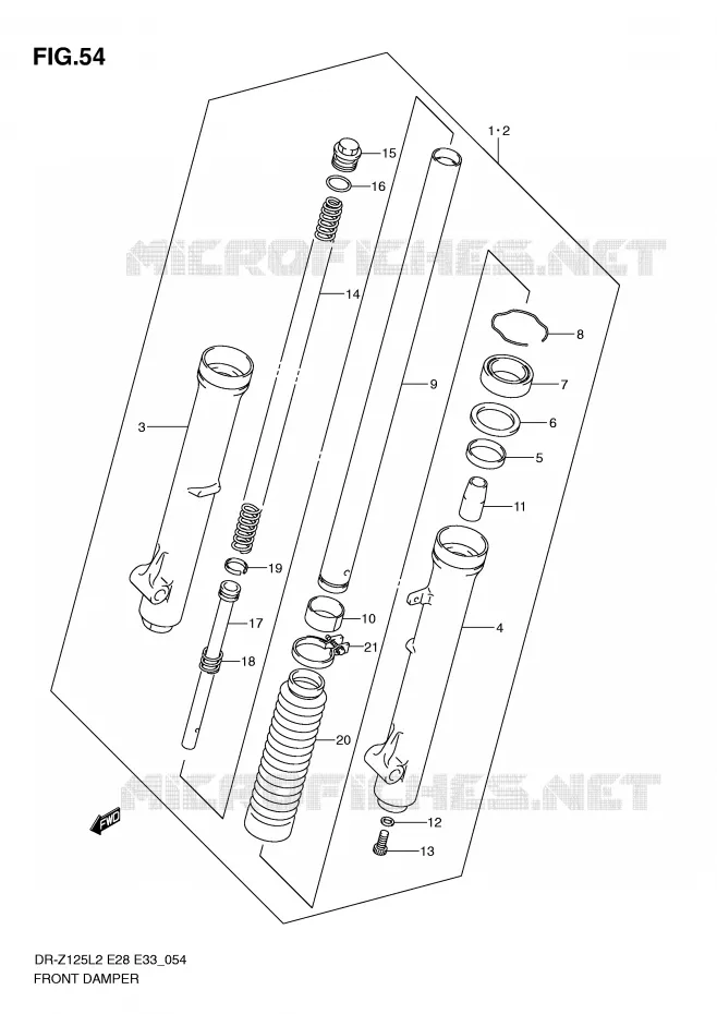 FRONT FORK (DR-Z125L2 E28) Suzuki MOTO 125 DR-Z 2012  DR-Z125LL2(E28)