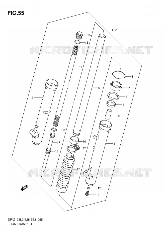 FRONT FORK (DR-Z125L2 E33) Suzuki MOTO 125 DR-Z 2012  DR-Z125LL2(E28)