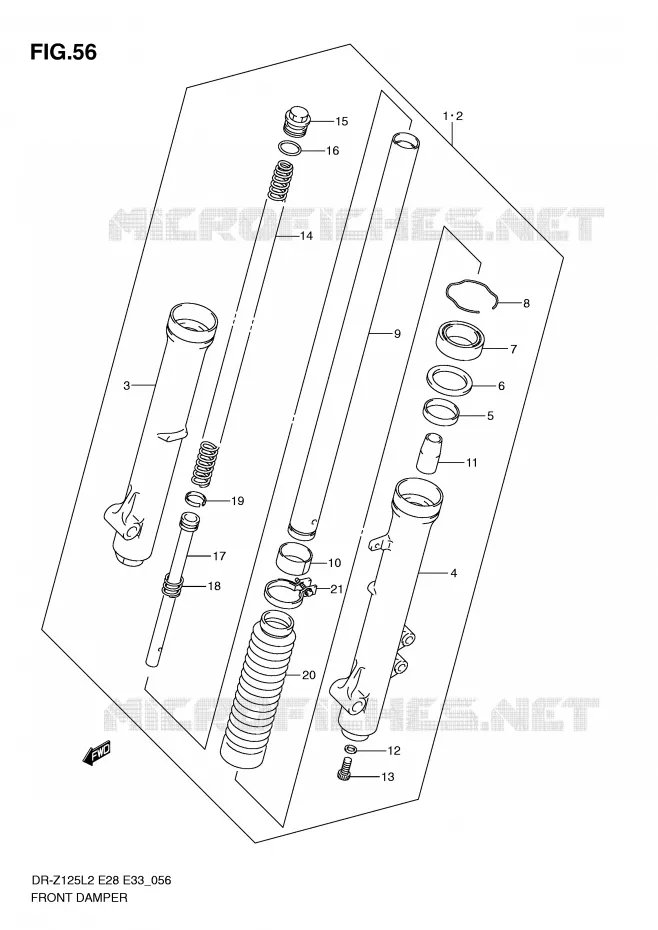 FRONT FORK (DR-Z125LL2 E28) Suzuki MOTO 125 DR-Z 2012  DR-Z125LL2(E28)
