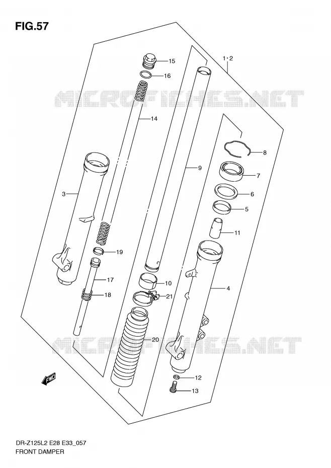 FRONT FORK (DR-Z125LL2 E33) Suzuki MOTO 125 DR-Z 2012  DR-Z125LL2(E28)