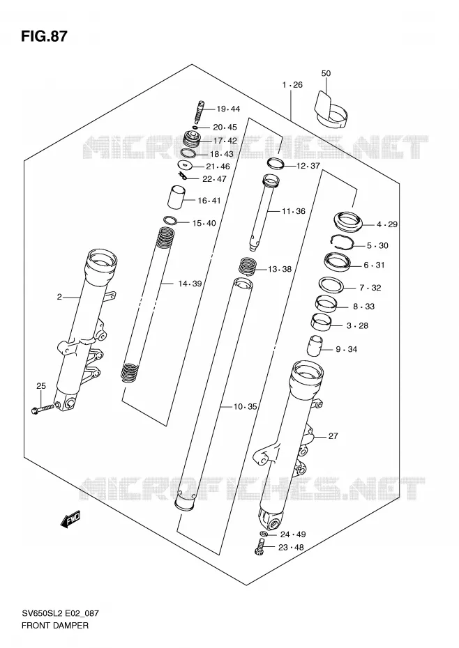 FRONT FORK (SV650SUL2 E24) Suzuki MOTO 650 SV 2012  SV650SAL2(E02)