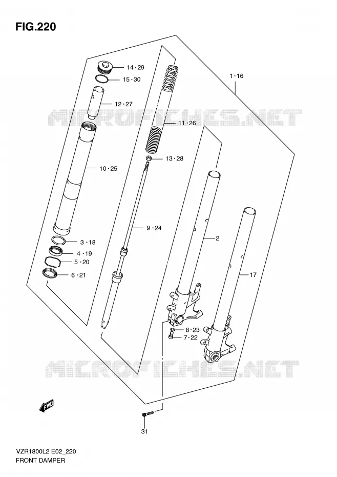 FRONT FORK Suzuki MOTO 1800 INTRUDER 2012  VZR1800L2(E02)
