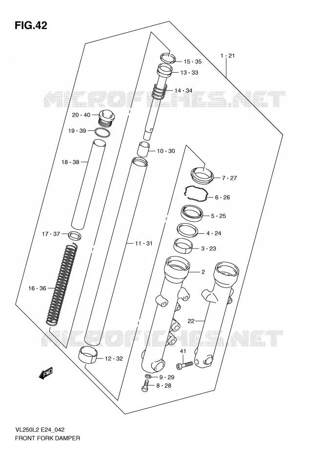 FRONT FORK Suzuki MOTO 250 INTRUDER 2012  VL250L2(E24)