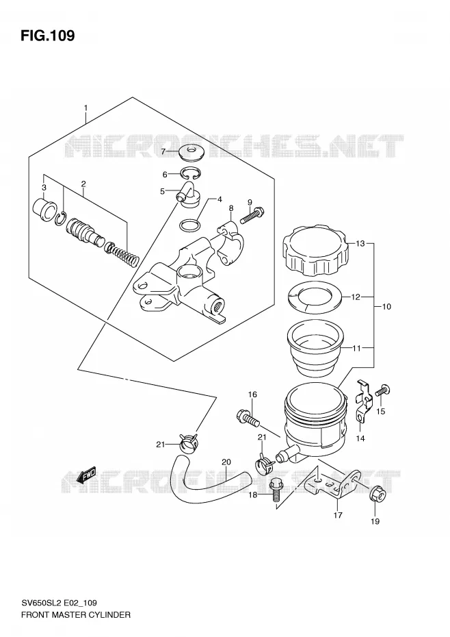 FRONT MASTER CYLINDER (SV650SAL2 E24) Suzuki MOTO 650 SV 2012  SV650SL2(E02)
