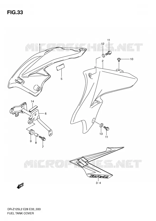 FUEL TANK COVER Suzuki MOTO 125 DR-Z 2012  DR-Z125LL2(E28)