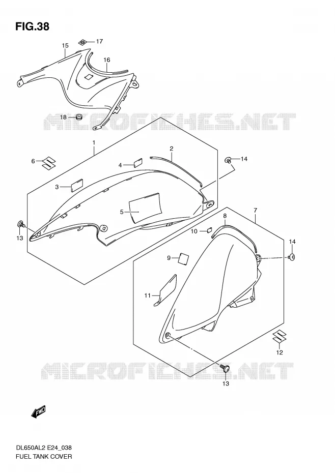 FUEL TANK COVER Suzuki MOTO 650 V-STROM 2012  DL650AL2(E24)