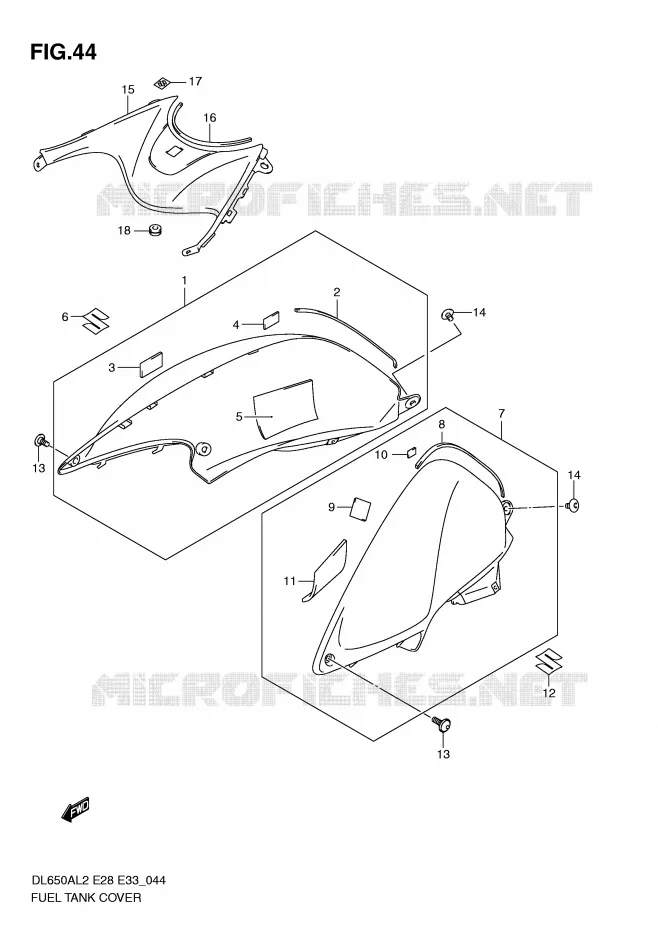 FUEL TANK COVER Suzuki MOTO 650 V-STROM 2012  DL650AL2(E28)