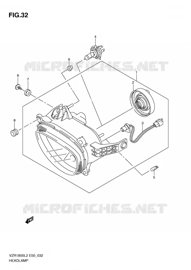 HEADLIGHT Suzuki MOTO 1800 INTRUDER 2012  VZR1800L2(E50)