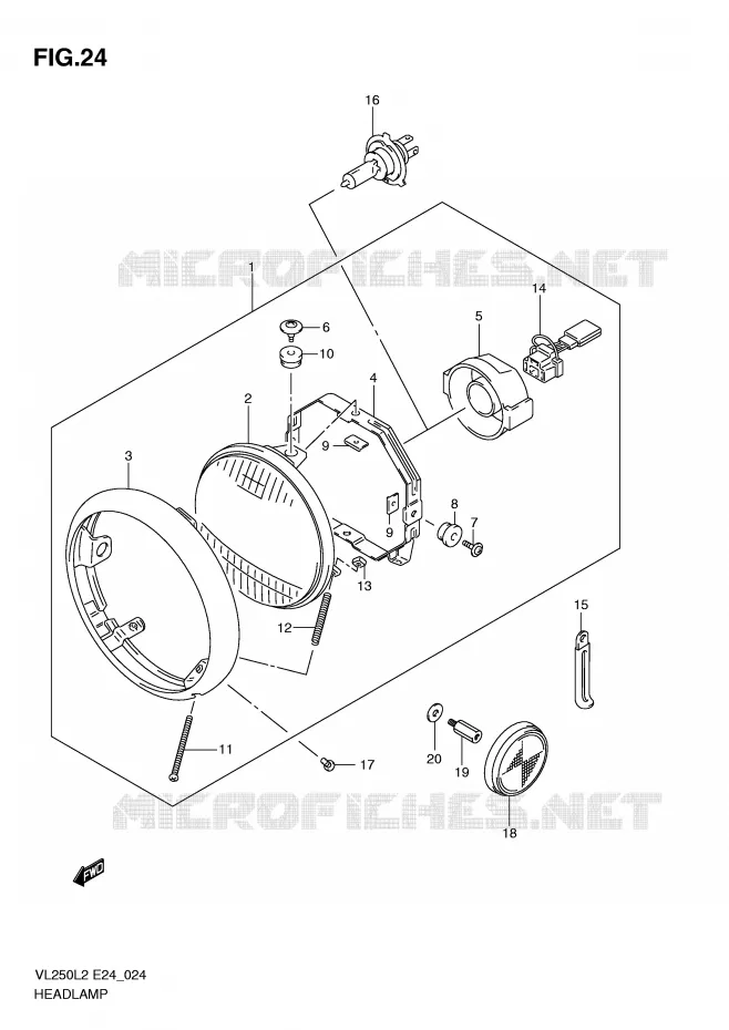 HEADLIGHT Suzuki MOTO 250 INTRUDER 2012  VL250L2(E24)