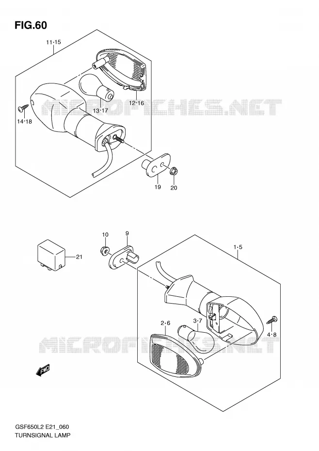 INDICATORS (GSF650AL2 E21) Suzuki MOTO 650 BANDIT 2012  GSF650SL2(E21)