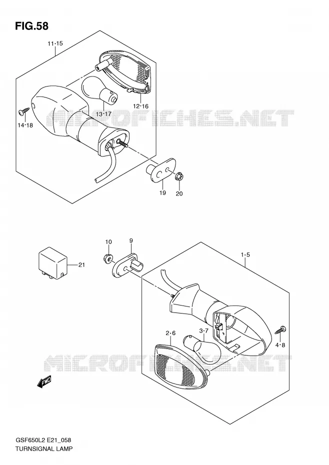 INDICATORS (GSF650L2 E21) Suzuki MOTO 650 BANDIT 2012  GSF650SAL2(E21)