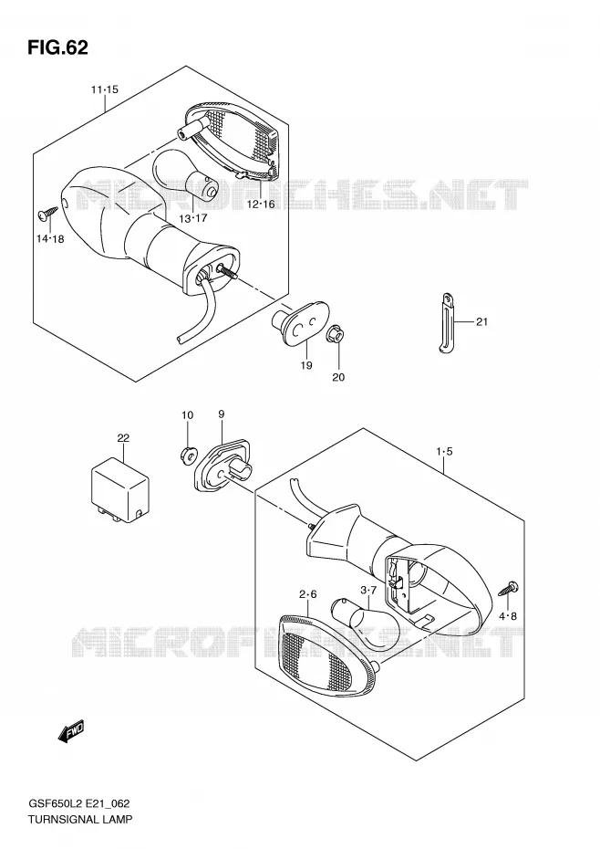 INDICATORS (GSF650SL2 E21) Suzuki MOTO 650 BANDIT 2012  GSF650SAL2(E21)
