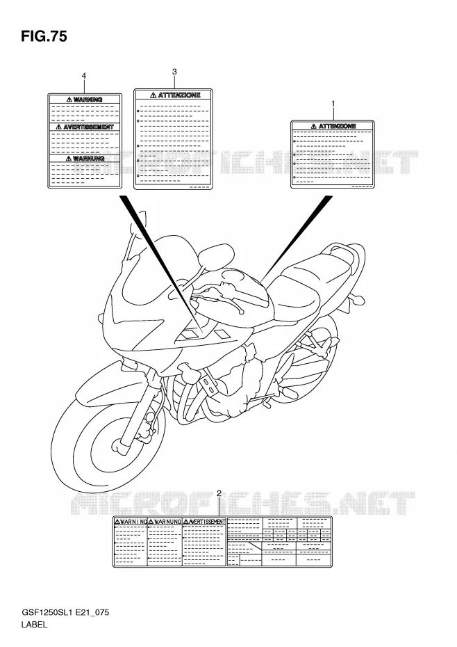 LABEL (GSF1250SAL1 E24) Suzuki MOTO 1250 BANDIT 2012  GSF1250SAL1(E21)