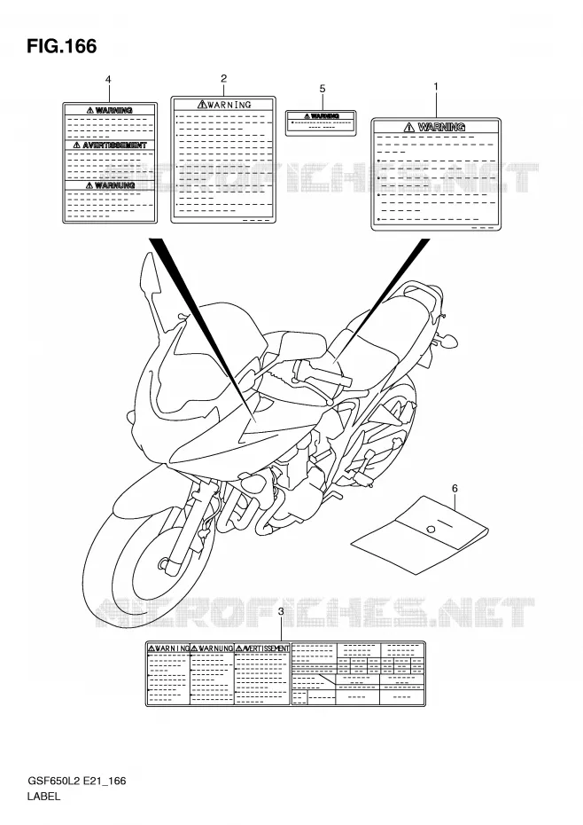 LABEL (GSF650SUAL2 E21) Suzuki MOTO 650 BANDIT 2014  GSF650SAL2(E21)