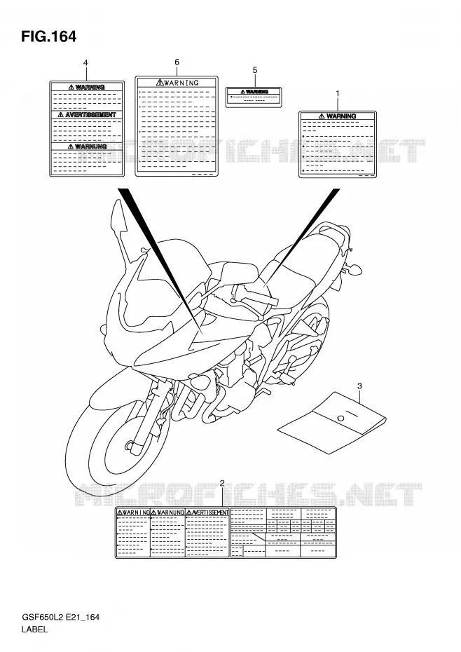 LABEL (GSF650SUL2 E21) Suzuki MOTO 650 BANDIT 2012  GSF650SAL2(E21)