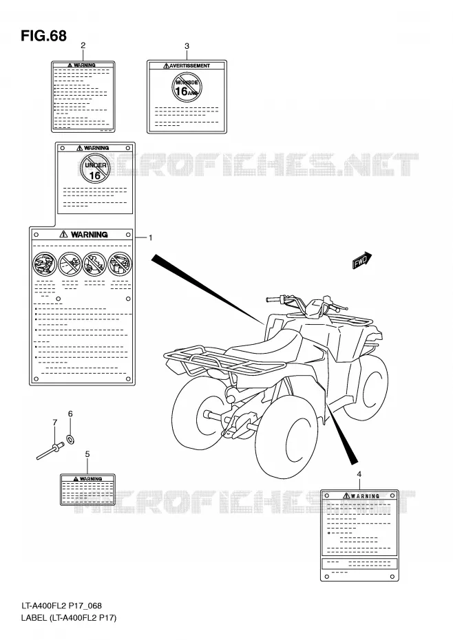 LABEL (LT-A400FL2 P17) Suzuki QUAD 400 KINGQUAD 2012  LT-F400FZL2(P17)