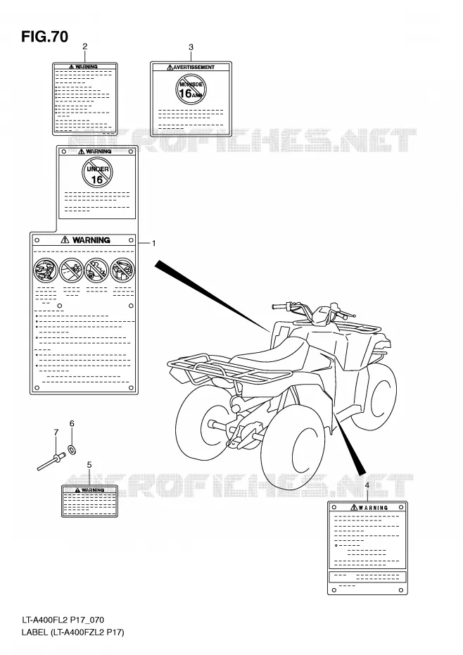 LABEL (LT-A400FZL2 P17) Suzuki QUAD 400 KINGQUAD 2012  LT-A400FZL2(P17)
