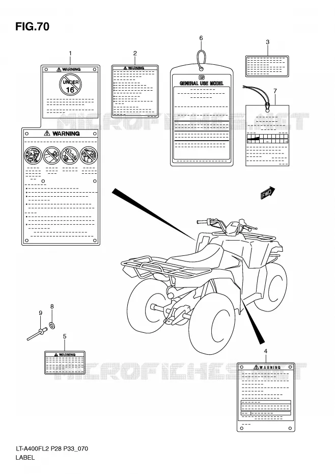 LABEL (LT-A400FZL2 P33) Suzuki QUAD 400 KINGQUAD 2012  LT-A400FZL2(P28)
