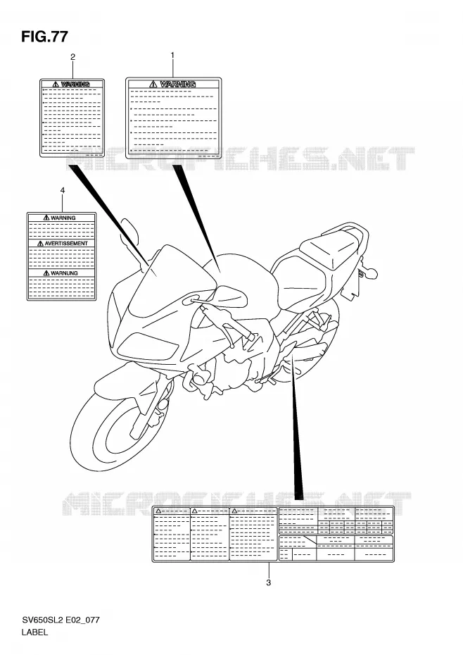 LABEL (SV650SL2 E24) Suzuki MOTO 650 SV 2012  SV650SUL2(E02)
