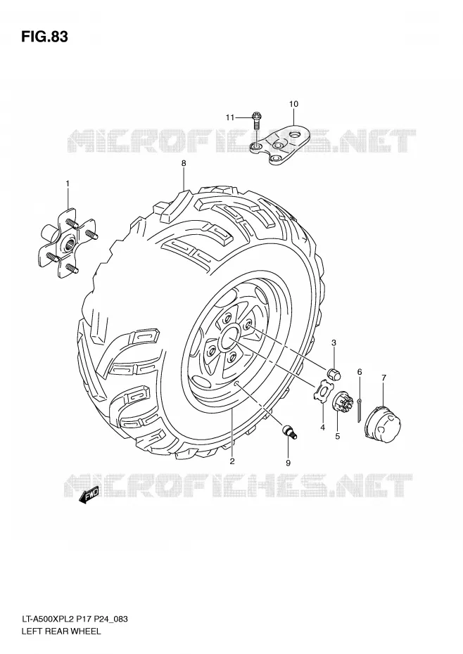 LEFT HAND REAR WHEEL Suzuki QUAD 500 KINGQUAD 2012  LT-A500XPL2(P17)