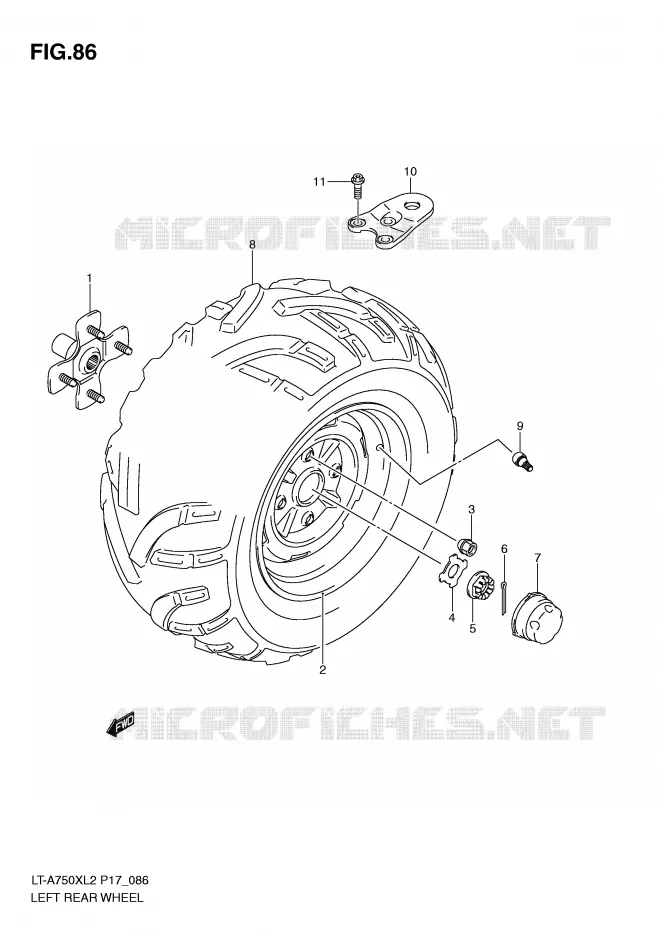 LEFT HAND REAR WHEEL Suzuki QUAD 750 KINGQUAD 2012  LT-A750XZL2(P17)