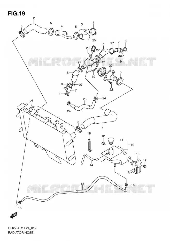 RADIATOR HOSE - EXPANSION TANK Suzuki MOTO 650 V-STROM 2012  DL650AL2(E24)