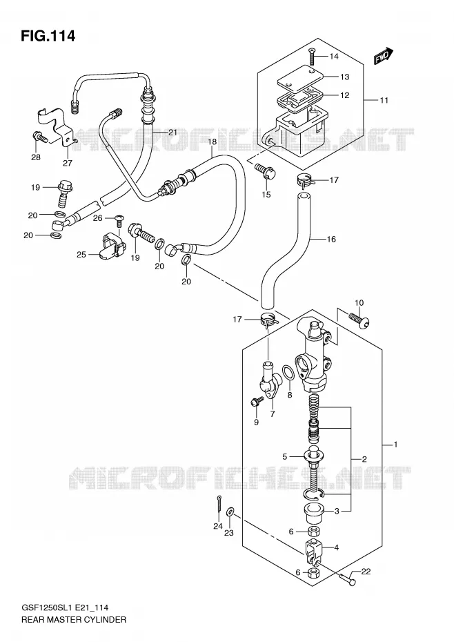 REAR BRAKE MASTER CYLINDER (GSF1250SAL1 E21) Suzuki MOTO 1250 BANDIT 2012  GSF1250SAL1(E21)