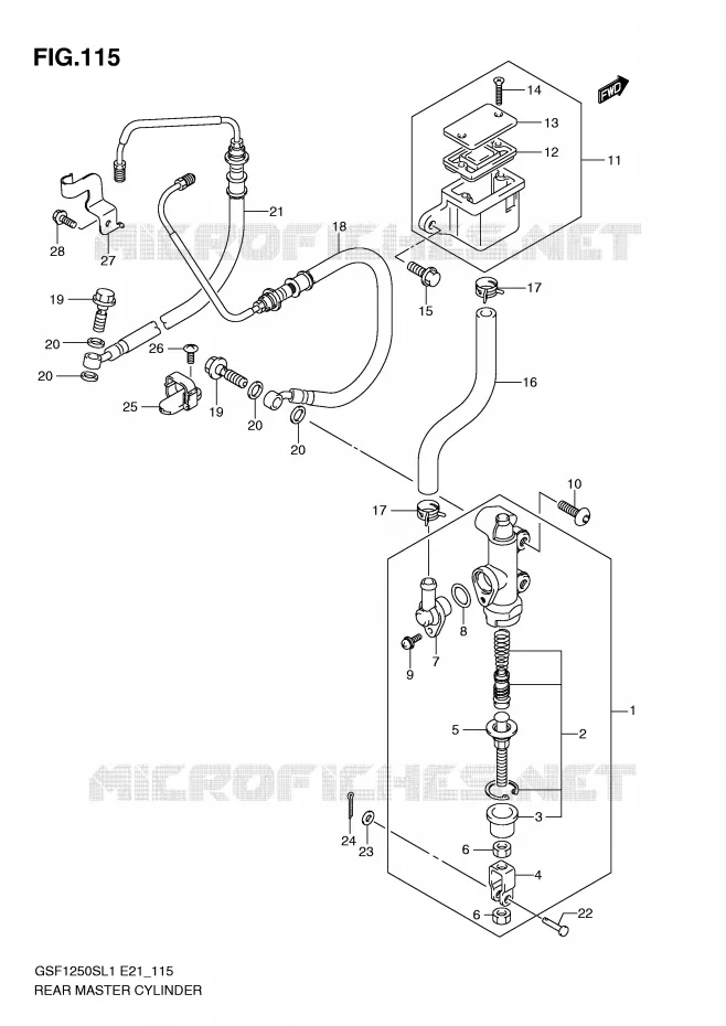 REAR BRAKE MASTER CYLINDER (GSF1250SAL1 E24) Suzuki MOTO 1250 BANDIT 2012  GSF1250SAL1(E21)