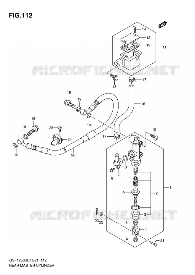 REAR BRAKE MASTER CYLINDER (GSF1250SL1 E21) Suzuki MOTO 1250 BANDIT 2011  GSF1250SL1(E21)