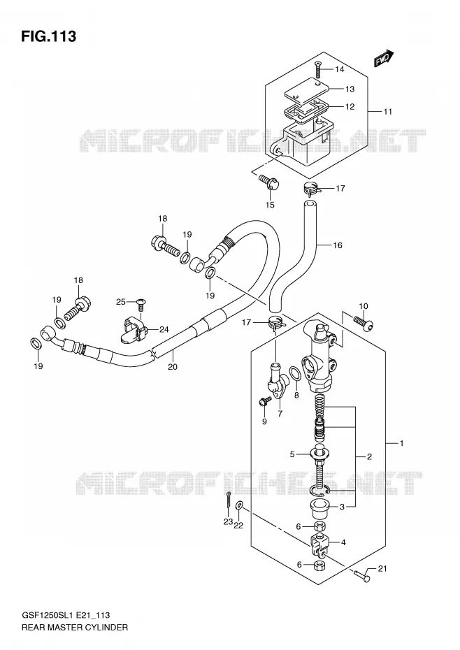REAR BRAKE MASTER CYLINDER (GSF1250SL1 E24) Suzuki MOTO 1250 BANDIT 2012  GSF1250SAL1(E21)