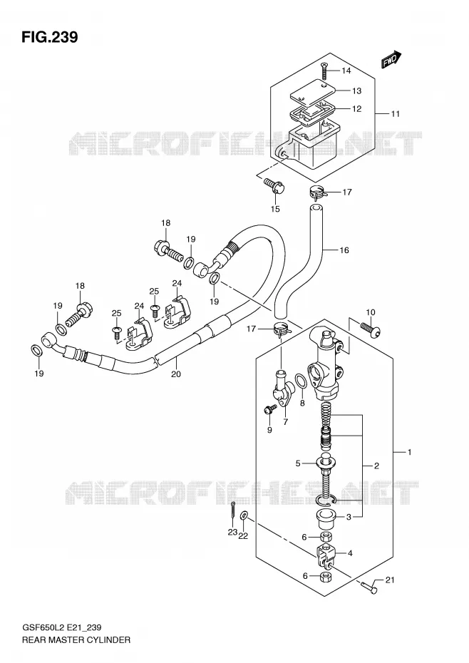 REAR BRAKE MASTER CYLINDER (GSF650L2 E21) Suzuki MOTO 650 BANDIT 2012  GSF650UAL2(E21)