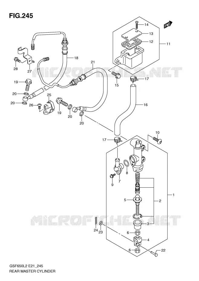 REAR BRAKE MASTER CYLINDER (GSF650SAL2 E21) Suzuki MOTO 650 BANDIT 2012  GSF650SAL2(E21)