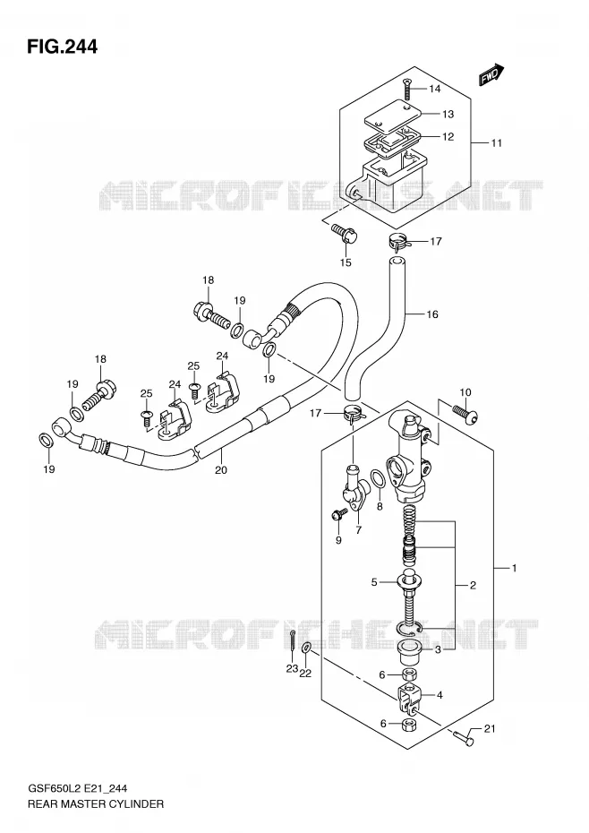 REAR BRAKE MASTER CYLINDER (GSF650SUL2 E21) Suzuki MOTO 650 BANDIT 2012  GSF650SL2(E21)
