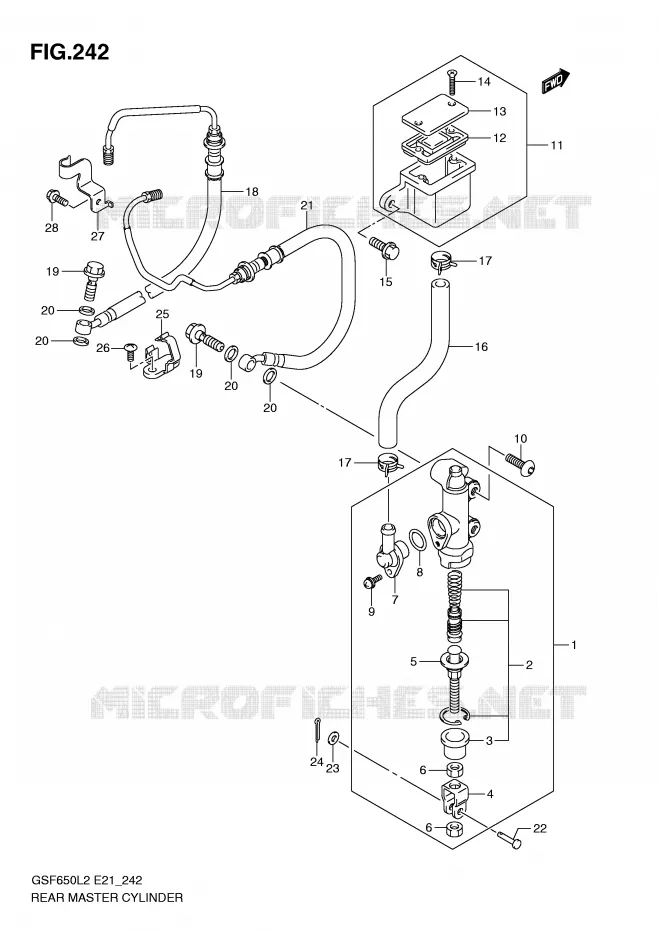 REAR BRAKE MASTER CYLINDER (GSF650UAL2 E21) Suzuki MOTO 650 BANDIT 2012  GSF650AL2(E21)