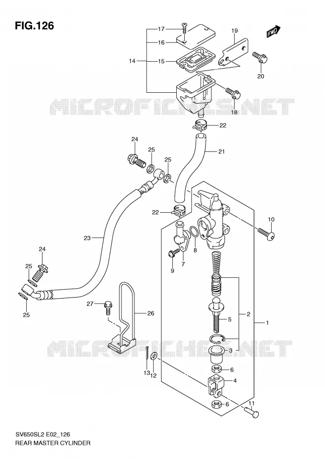 REAR BRAKE MASTER CYLINDER (SV650SL2 E2) Suzuki MOTO 650 SV 2012  SV650SAL2(E02)