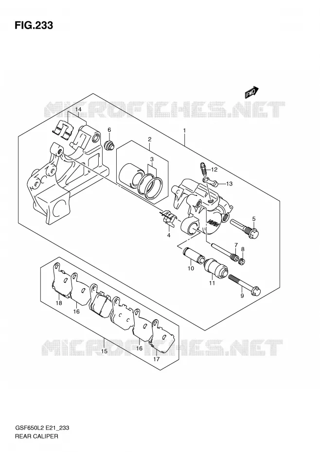 REAR CALIPER (GSF650AL2 E21) Suzuki MOTO 650 BANDIT 2012  GSF650SAL2(E21)